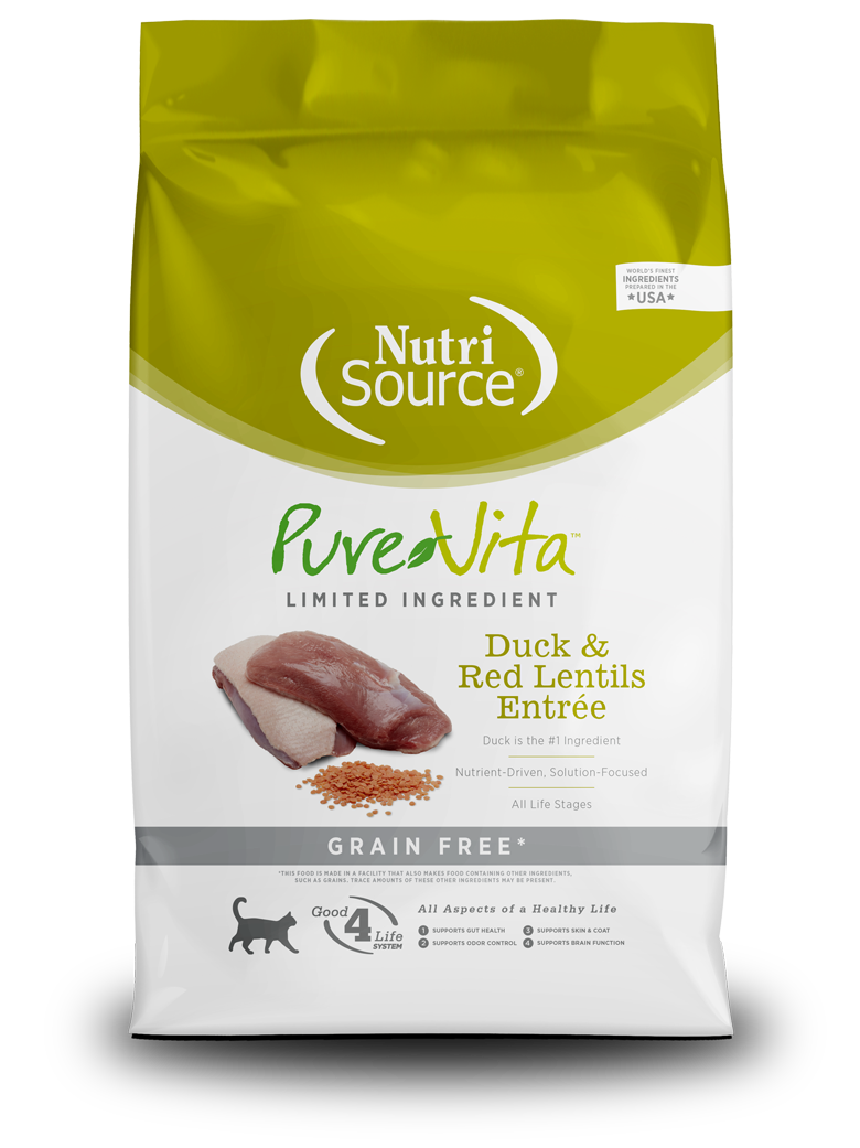 PureVita Duck & Red Lentils Entree Grain-Free All Life Stages Cat Food, 4 lbs.
