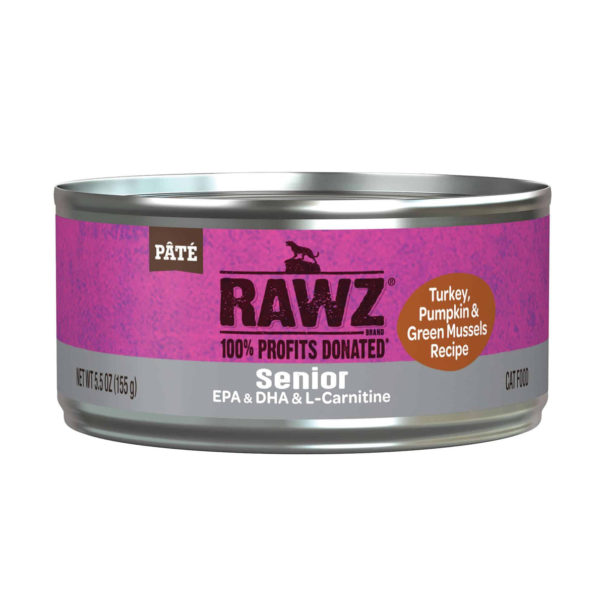 Rawz Natural Premium Pate Beef & Green Mussels Senior Wet Cat Food, 5.5 oz.