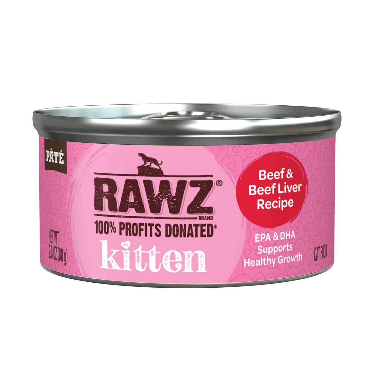 Rawz Beef & Beef Liver Canned Kitten Food, 2.8 oz.