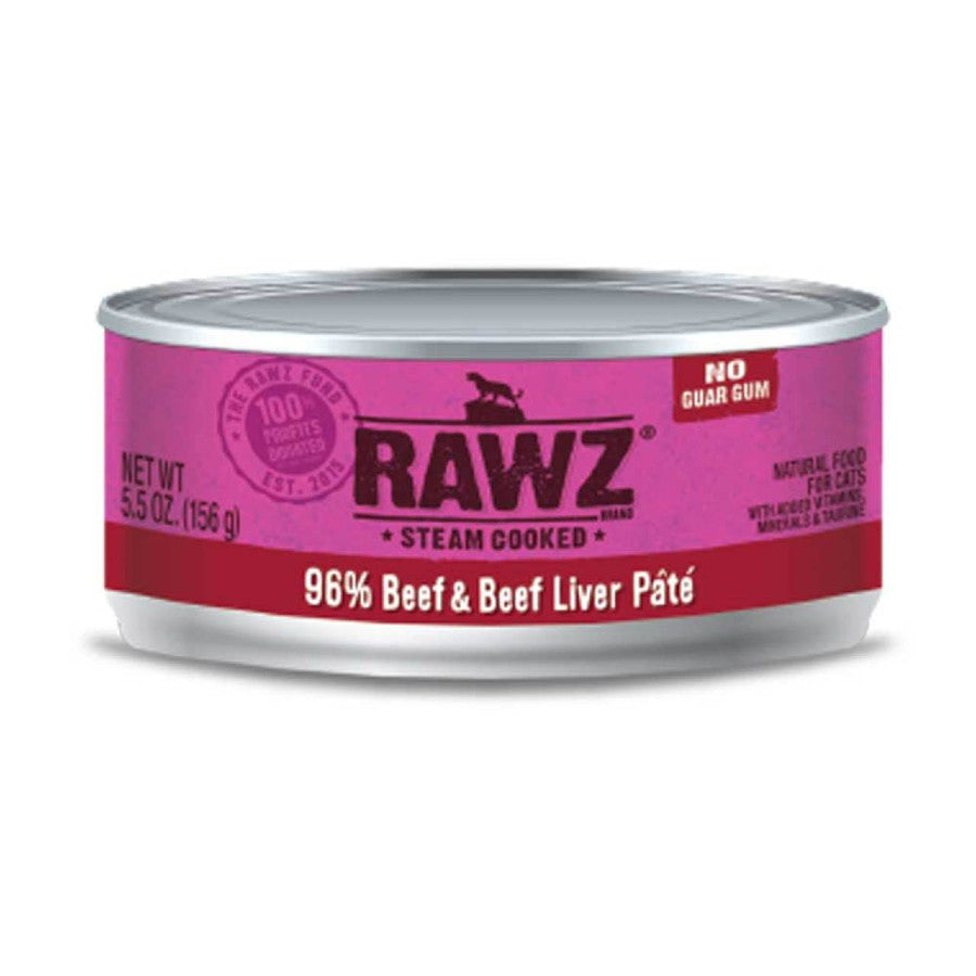 Rawz 96% Beef & Beef Liver Pate Canned Cat Food, 5.5 oz.