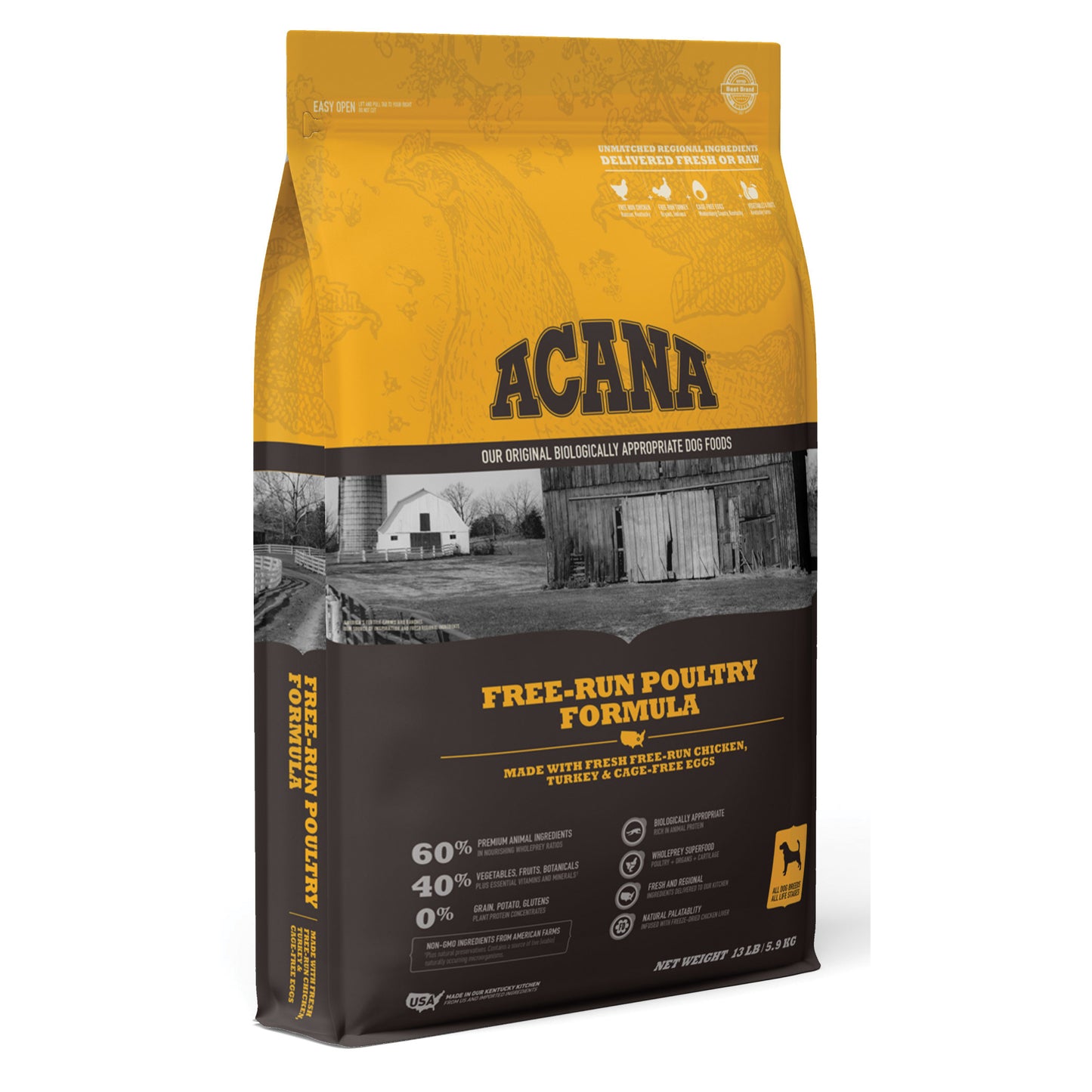 Acana Free Run Poultry Dry Dog Food, 13 lbs Bag