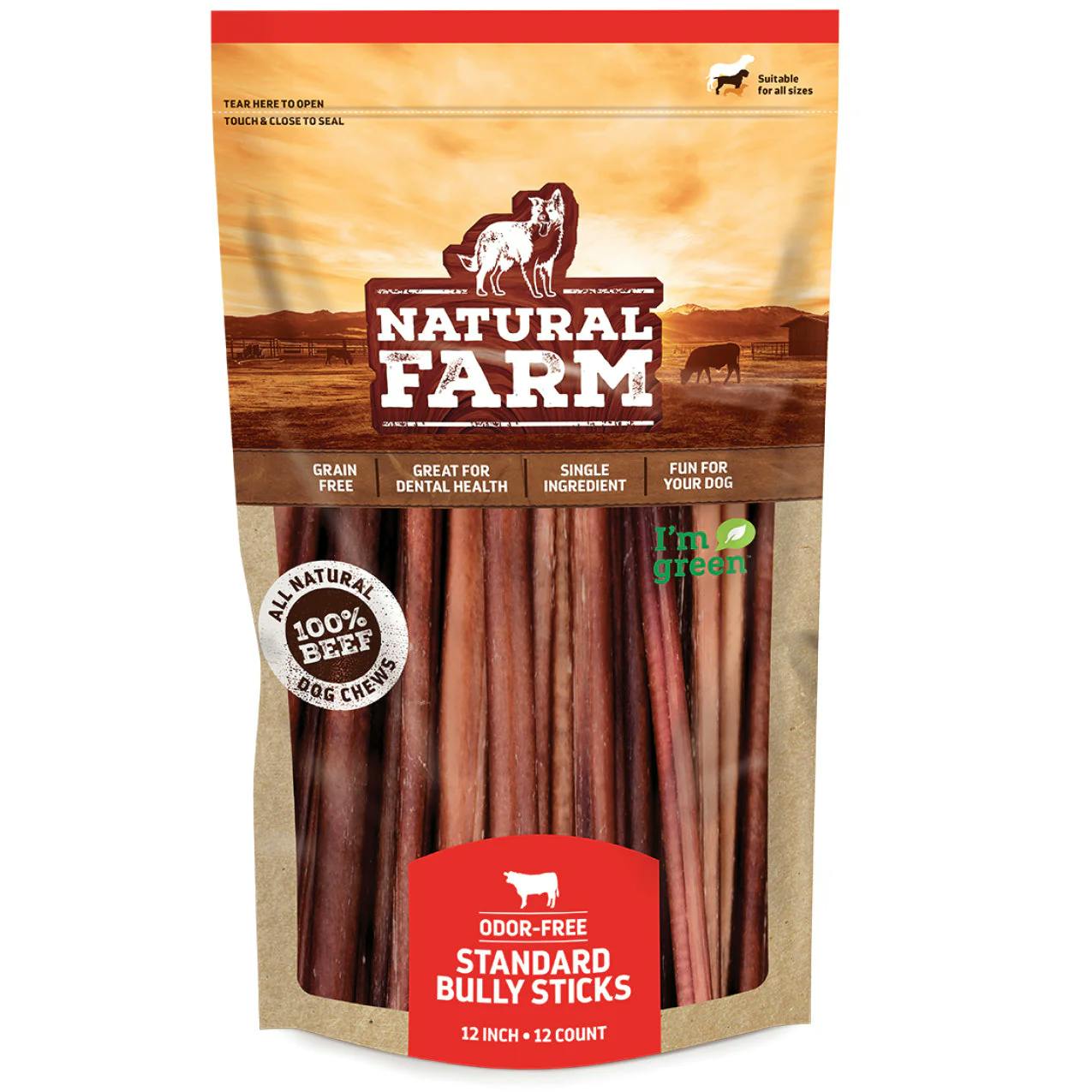 Natural Farm Bully Stick 12 inches, 12 count Pack