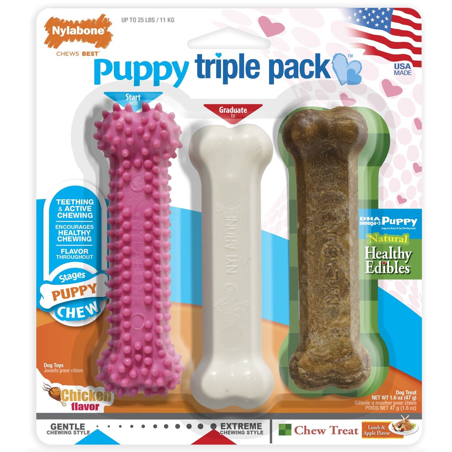 Nylabone Puppy Chew Starter Kit, Small (Up to 25 lbs.)