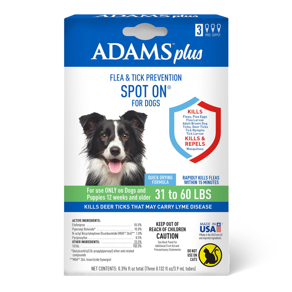 Adams Plus Flea & Tick Spot On For Large Dogs 31 -60 lbs