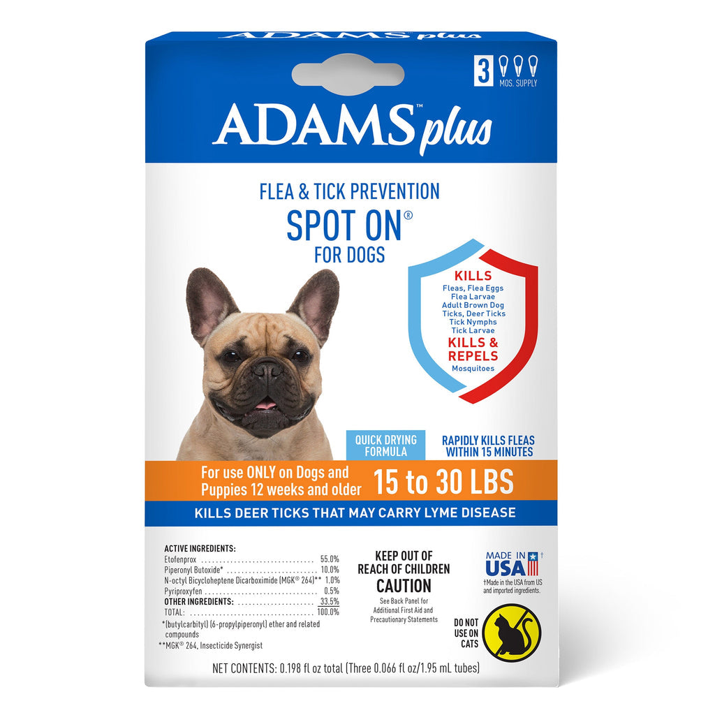 Adams Plus Flea & Tick Spot-On For Medium Dogs 15-30 lbs
