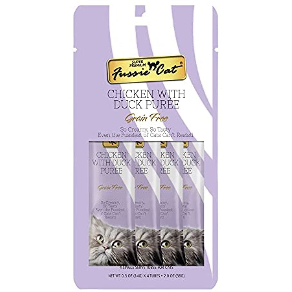 Fussie Cat Chicken with Duck Puree Lickable Cat Treats, 0.5 oz. (4 Pack)