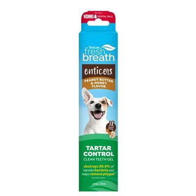 TropiClean Fresh Breath Enticers Peanut Butter & Honey Teeth Gel for Dogs, 2 oz.
