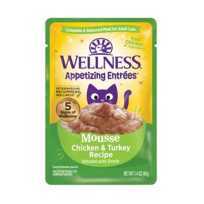 Wellness Appetizing Entrees Mousse Chicken & Turkey Recipe Infused with Broth Wet Cat Food, 1.4 oz.