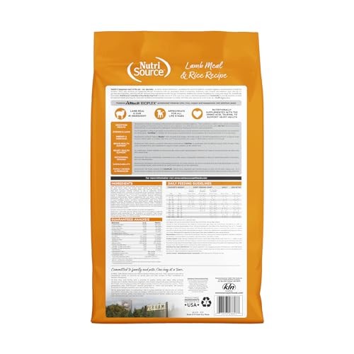 NutriSource Lamb Meal & Rice Recipe with Wholesome Grains Dry Dog Food, 12 lbs.