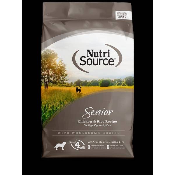 NutriSource Senior Chicken & Rice Recipe with Wholesome Grains Dry Dog Food, 4 lbs.