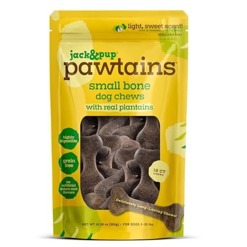 Jack & Pup Pawtains Real Plantain Dog Treats, Small (12 Count)