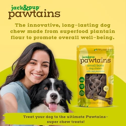 Jack & Pup Pawtains Real Plantain Dog Treats, Small (12 Count)