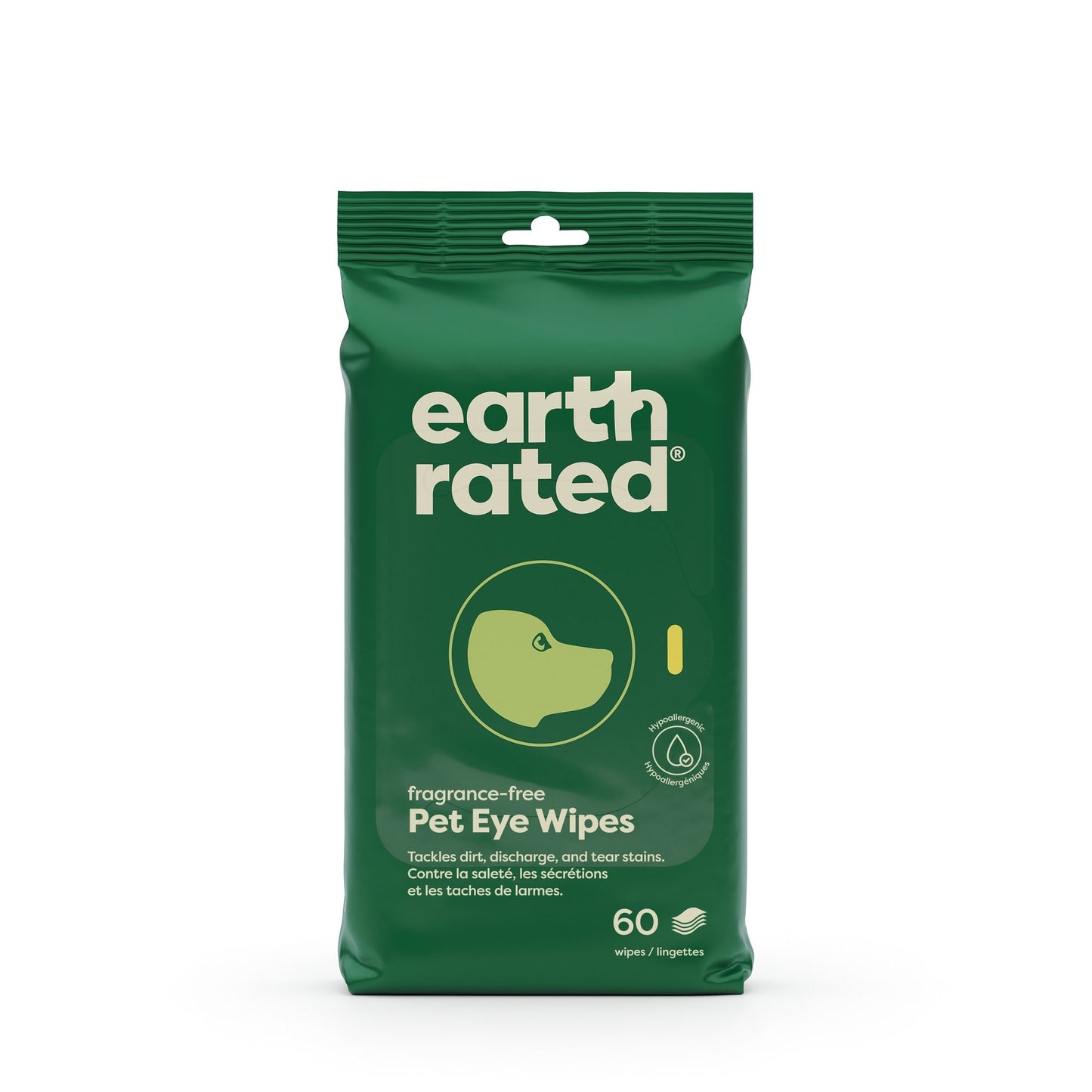 Earth Rated Unscented Eye Wipes for Dogs & Cats, 60 Count