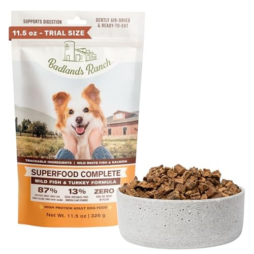 Badlands Ranch Air Dried Superfood Dog Food, Wild Fish and Turkey, 11.5 oz