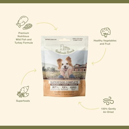 Badlands Ranch Air Dried Superfood Dog Food, Wild Fish and Turkey, 11.5 oz