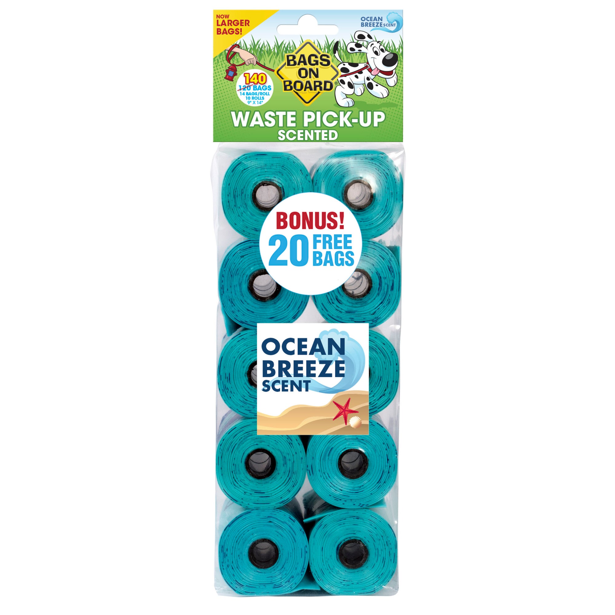 Bags on Board Ocean Breeze Scented Doggie Clean-Up Bags, 140 Count