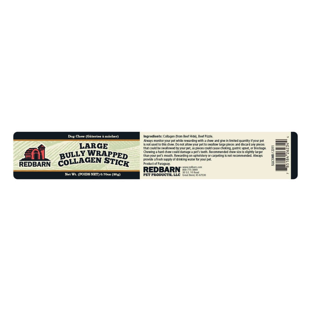 Redbarn Bully Wrapped Collagen Stick for Dogs, Medium