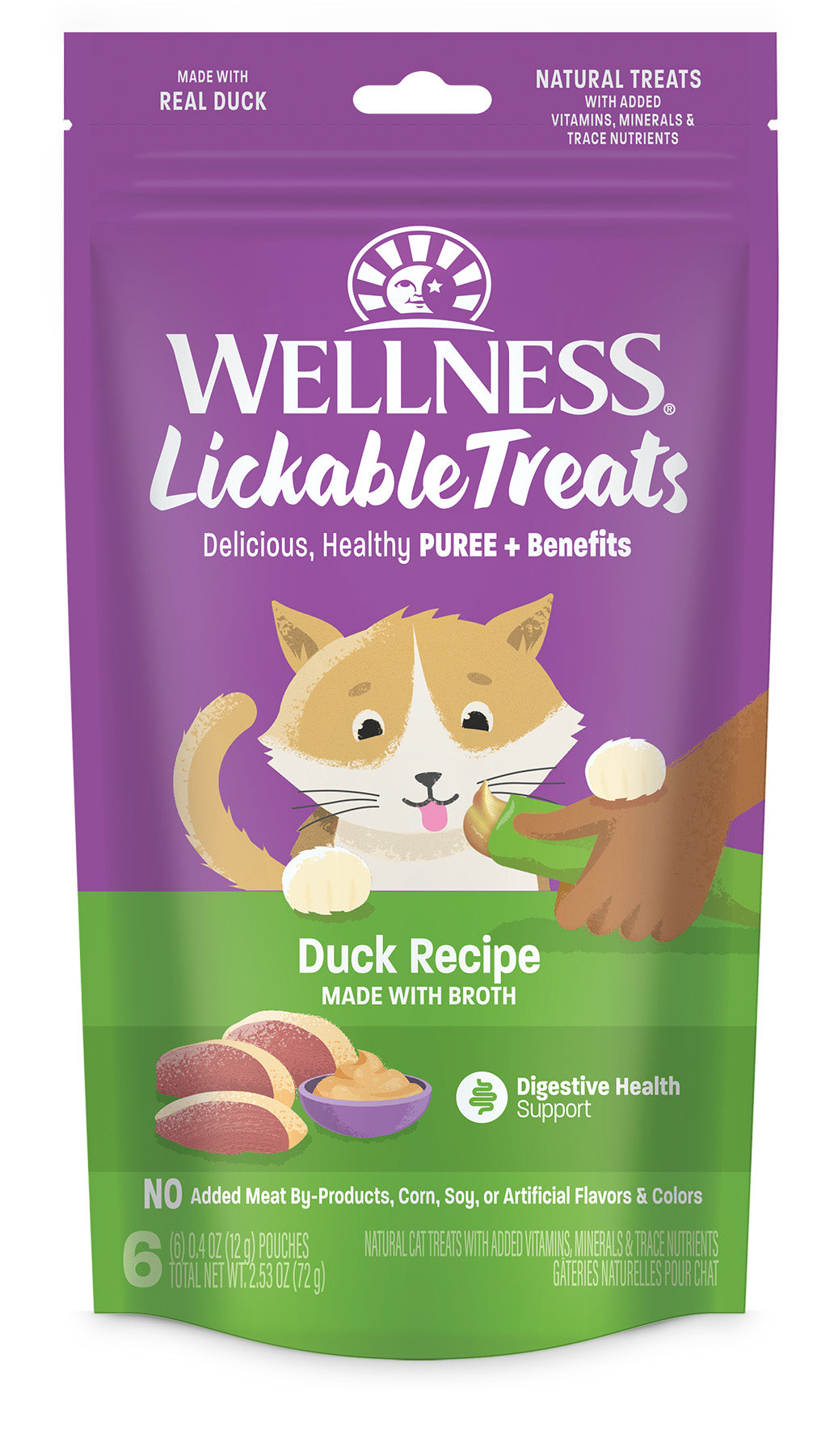 Wellness Lickable Duck Cat Treats, 2.5 oz. (6 Pack)