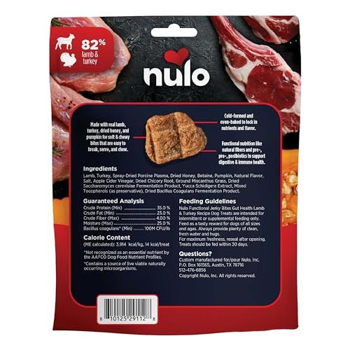 Nulo FreeStyle Lamb & Turkey Gut Health Functional Grain-Free Jerky Dog Treats, 5 oz.