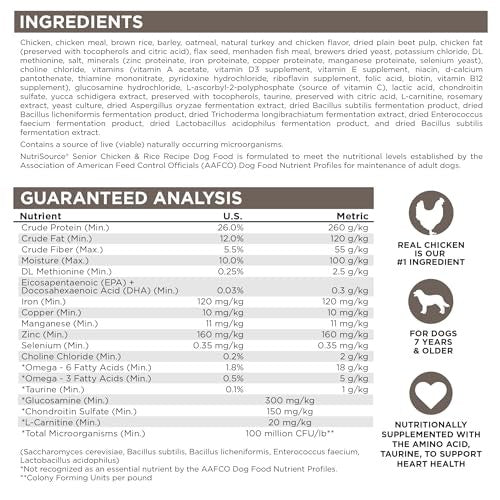 NutriSource Senior Chicken & Rice Recipe Dry Dog Food 12lb