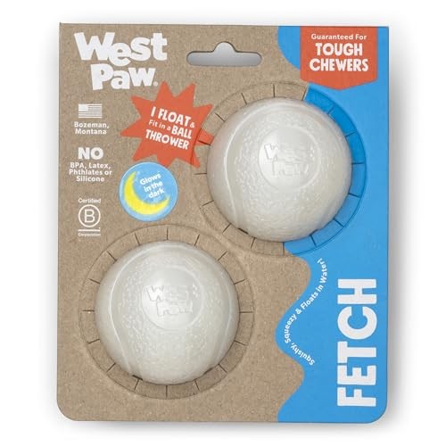 West Paw Boundr Bouncing Fetch Ball Dog Toy, Small (2-Pack)