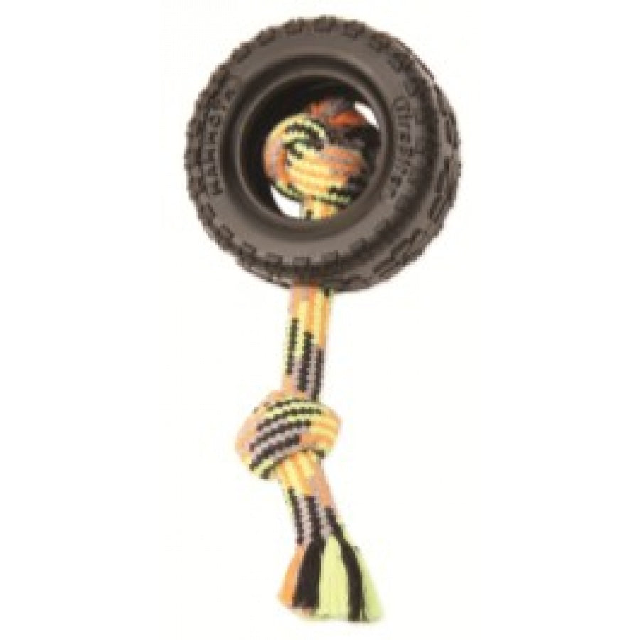 Mammoth TireBiter Rubber Dog Toy with Rope, Small (3.75 in.)