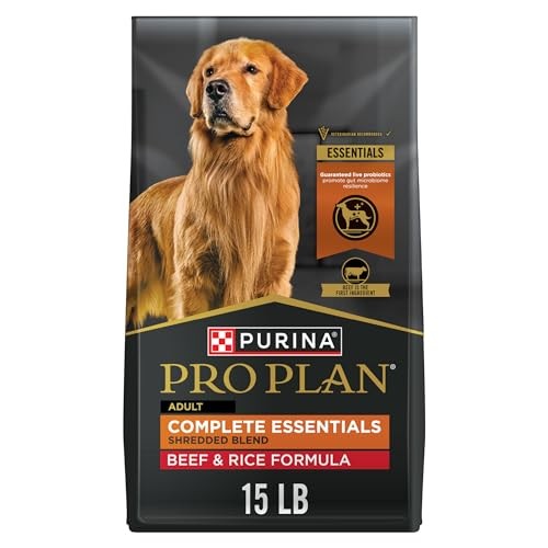 Purina Pro Plan Complete Essentials Shredded Blend Beef & Rice Dry Dog Food, 15 lbs.