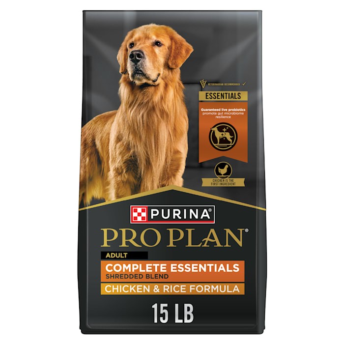Purina Pro Plan Complete Essentials Shredded Blend Chicken & Rice Dry Dog Food, 15 lbs.