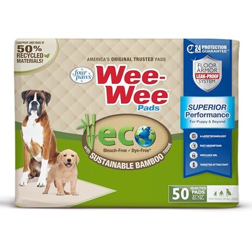 Four Paws Wee-Wee Superior Performance Eco Bamboo Dog Pee Pads, 22 x 23 in. (50 Count)