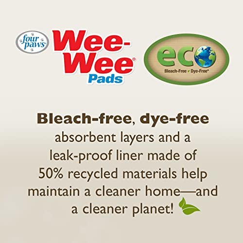 Four Paws Wee-Wee Superior Performance Eco Bamboo Dog Pee Pads, 22 x 23 in. (50 Count)