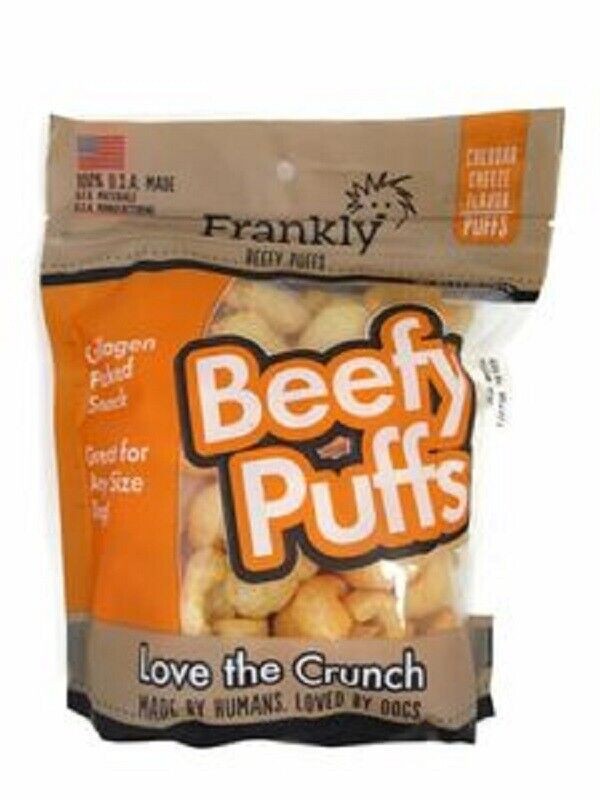 Frankly Beefy Cheese Collagen & Protein Puffs Dog Treats 2.5 oz Bag Usa Natural