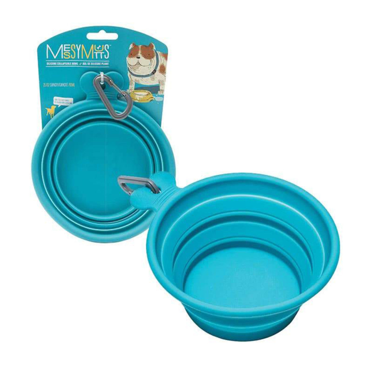 Messy Mutts Teal Collapsible Silicone Dog Bowl