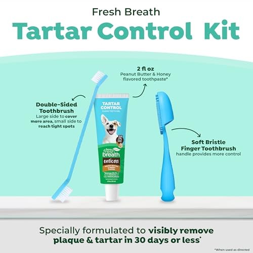 TropiClean Fresh Breath Enticers Peanut Butter & Honey Oral Care Kit for Dogs, 2 oz.