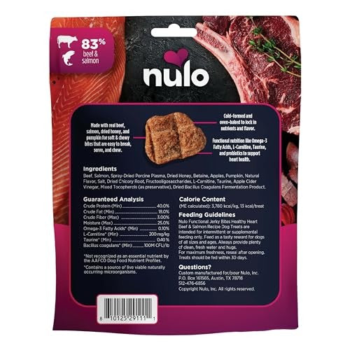 Nulo FreeStyle Healthy Heart Beef & Salmon Functional Jerky Dog Treats, 5 oz.