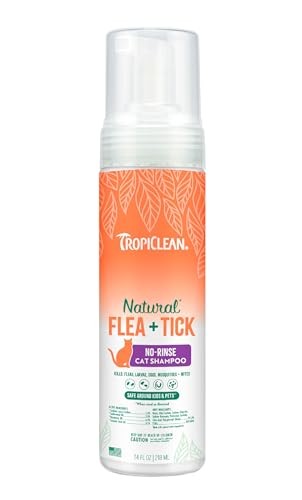 TropiClean Natural Flea & Tick Waterless Shampoo for Cats, 7.4 oz.