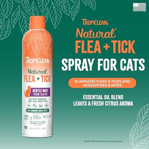TropiClean Flea & Tick Cat Spray, 14 oz.