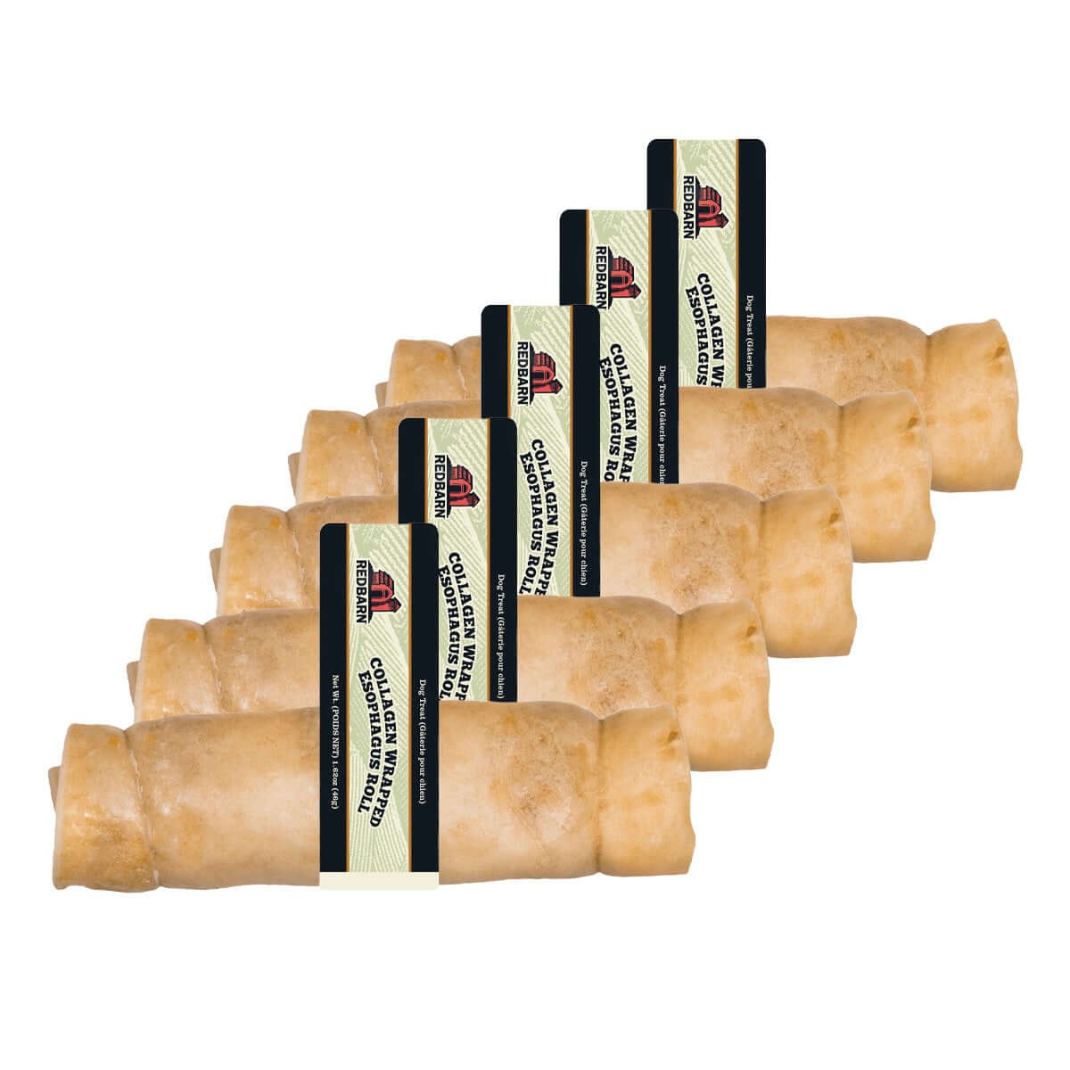 Redbarn Collagen Wrapped Esophagus Rolls for Dogs, Medium (5 Pack)