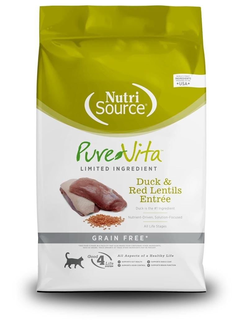 PureVita Duck & Red Lentils Entree Grain-Free All Life Stages Cat Food, 4 lbs.
