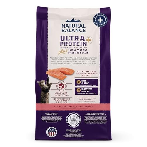 Natural Balance Ultra Protein Skin, Coat & Digestive Health Salmon & Chicken Meal Dry Cat Food, 5 lbs.