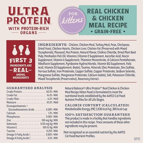 Natural Balance Ultra Protein Chicken & Chicken Meal Dry Kitten Food, 3 lbs.