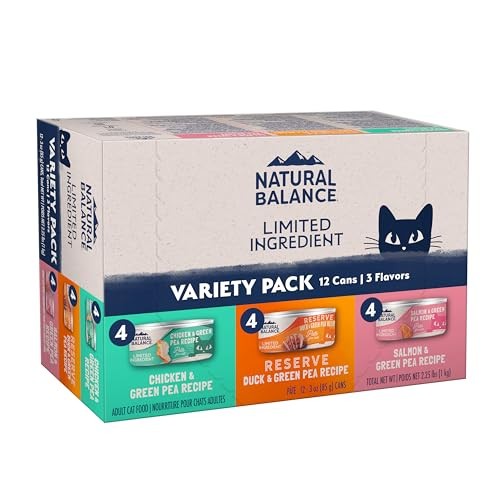 Natural Balance Limited Ingredient Chicken, Duck & Salmon Pate Wet Cat Food Variety Pack, 3 oz. (12 Count)