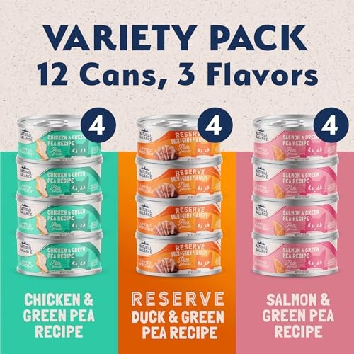 Natural Balance Limited Ingredient Chicken, Duck & Salmon Pate Wet Cat Food Variety Pack, 3 oz. (12 Count)