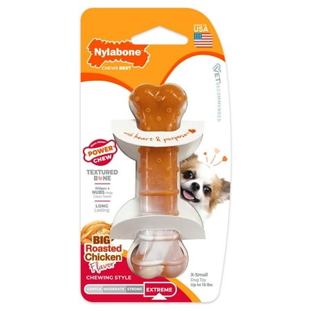 Nylabone Power Chew Textured Bone Dog Chew Toy 70th Birthday Orange Swirl Chicken Flavor, X-Small (1 Count)