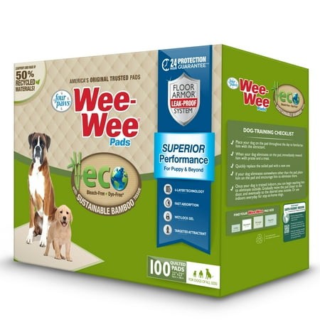 Four Paws Wee-Wee Superior Performance Eco Bamboo Dog Pee Pads, 22 x 23 in. (100 Count)