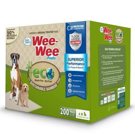 Four Paws Wee-Wee Superior Performance Eco Bamboo Dog Pee Pads, 22 x 23 in. (200 Count)