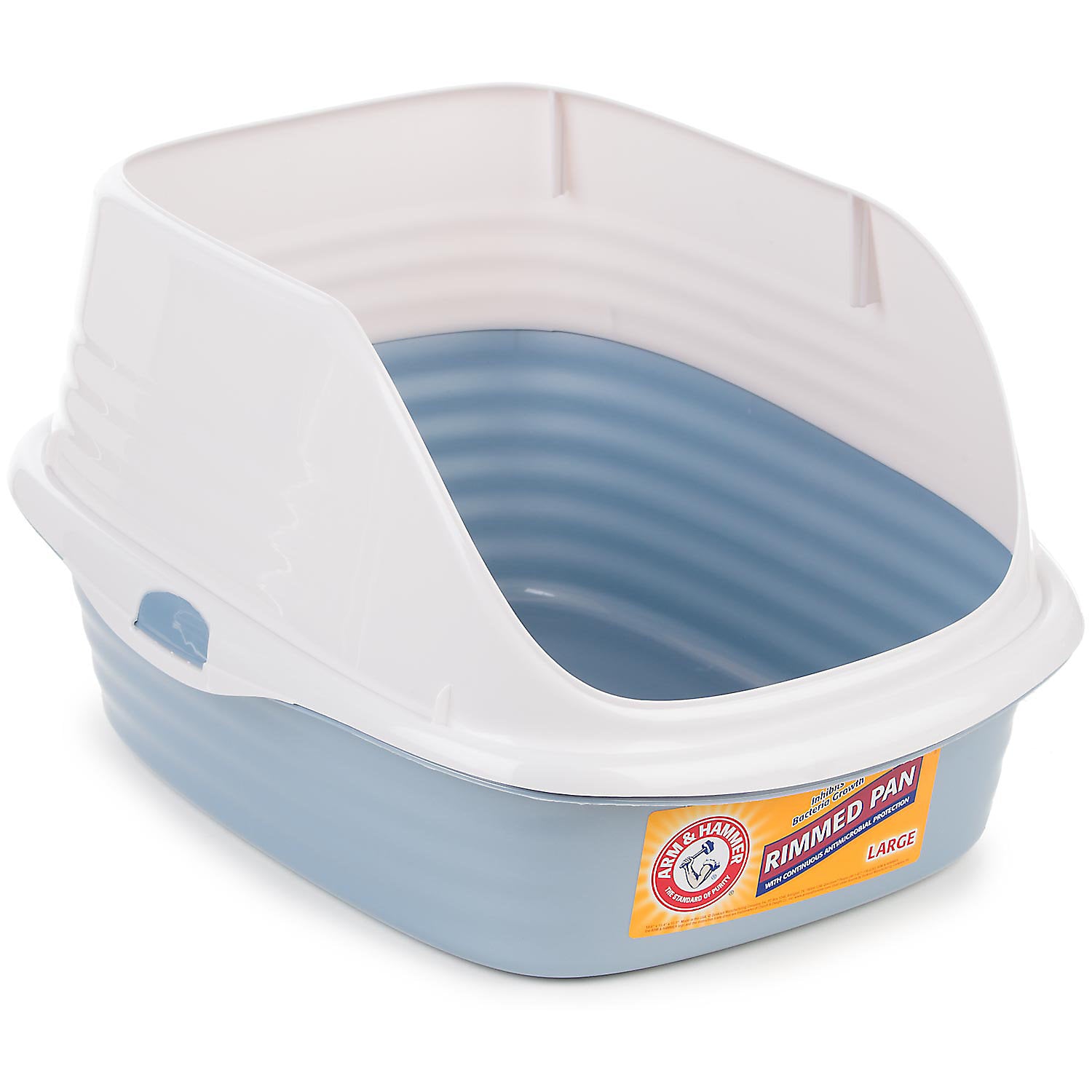 Arm & Hammer Rimmed Wave Open Top Entry Large Cat Litter Pan, Grey