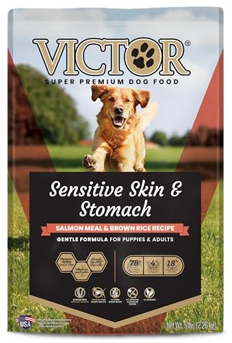 Victor - Sensitive Skin And Stomach, Salmon Meal And Brown Rice Recipe, Dry Dog Food, 5-Lb Bag