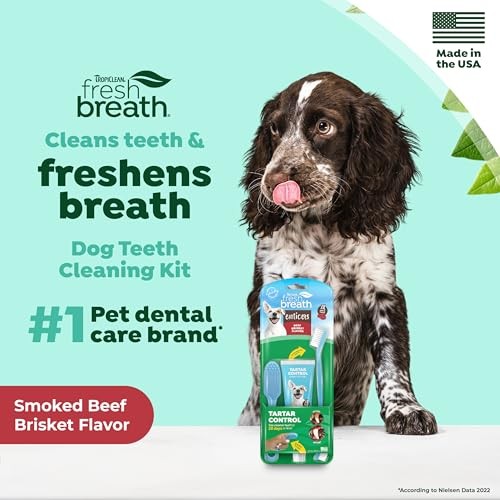 TropiClean Fresh Breath Beef Brisket Flavor Tooth Brushing Kit for Dogs