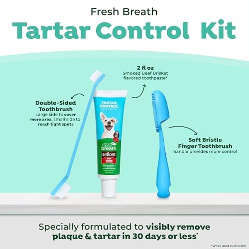 TropiClean Fresh Breath Beef Brisket Flavor Tooth Brushing Kit for Dogs