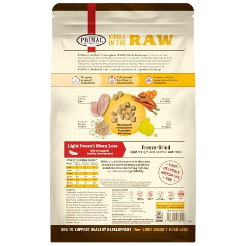 Primal Kibble In The Raw Canine Puppy Chicken & Pork 1.5 lb.